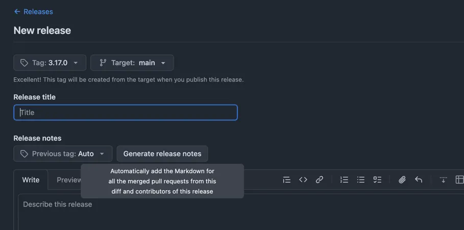 Generate release notes